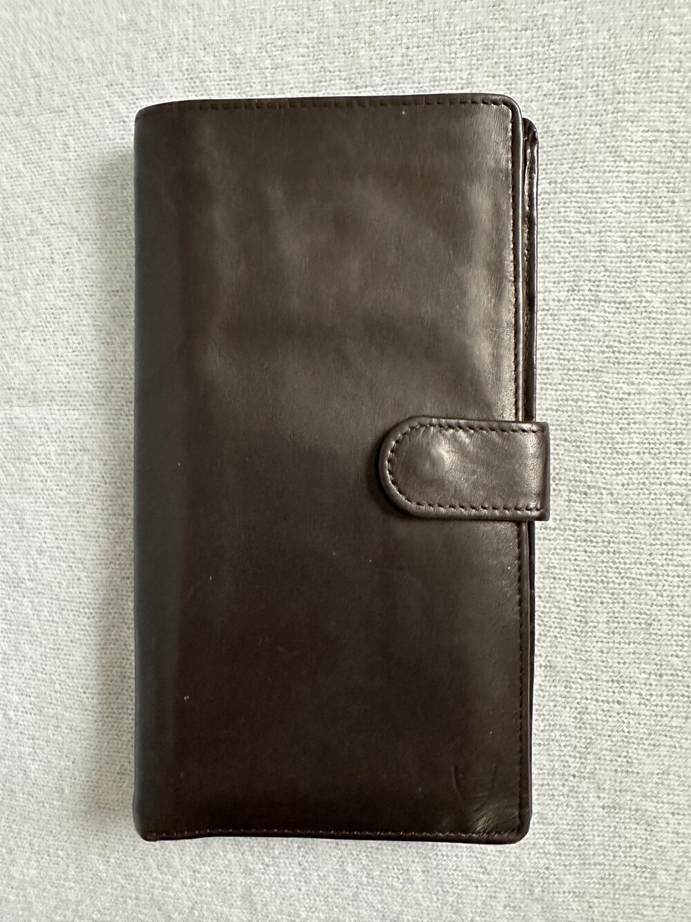 Hidesign Brown Roma Leather Continental Clutch Wallet Monogram Logo Snap